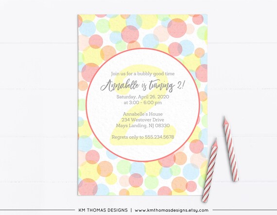Printable Bubble Birthday Invitation, Pink Girl Birthday Party Theme, Blowing Bubbles, Pop Party, BD178 Il_570xn