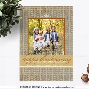 Tarjeta fotográfica de otoño imprimible, tarjeta de felicitación gris de Acción de Gracias, FA107