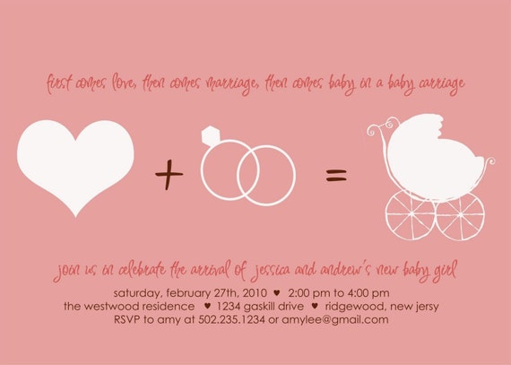First Comes Love Baby Shower Invitation Printable Girl Baby Etsy