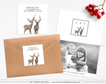 Printable Return Address Label - Square Label - Christmas Return Address Label - Reindeer Label -  Personalized Labels - WH222