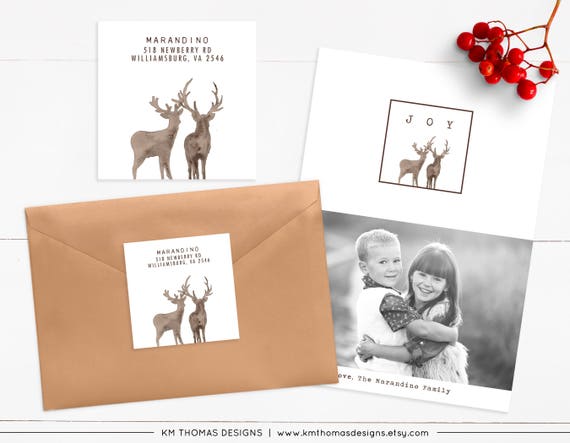 Printable Return Address Label - Square Label - Christmas Return Address Label - Reindeer Label - Personalized Labels - WH222 Il_570xn