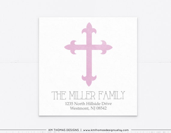 Easter Cross Return Address Sticker, Printable Mail Return Label Purple, EA104 Il_570xn