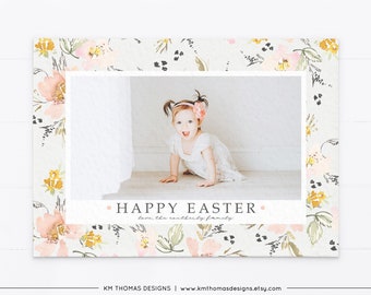 Wildflower Easter Card with Photo, Easter Photo Card with Flowers, EA108