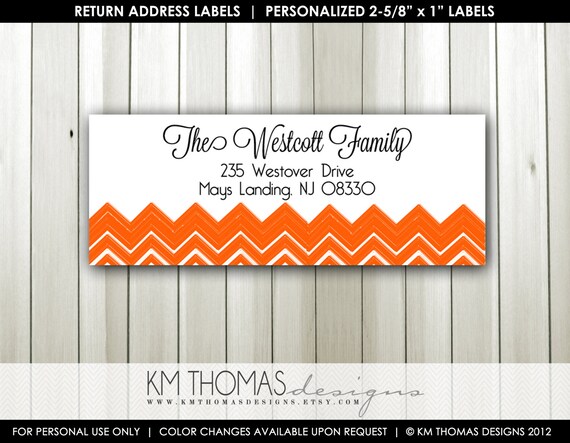 Orange Chevron Address Label: Halloween Return Address Label - Sticker - Retangular Label - Printable Design - #F105 Il_570xn