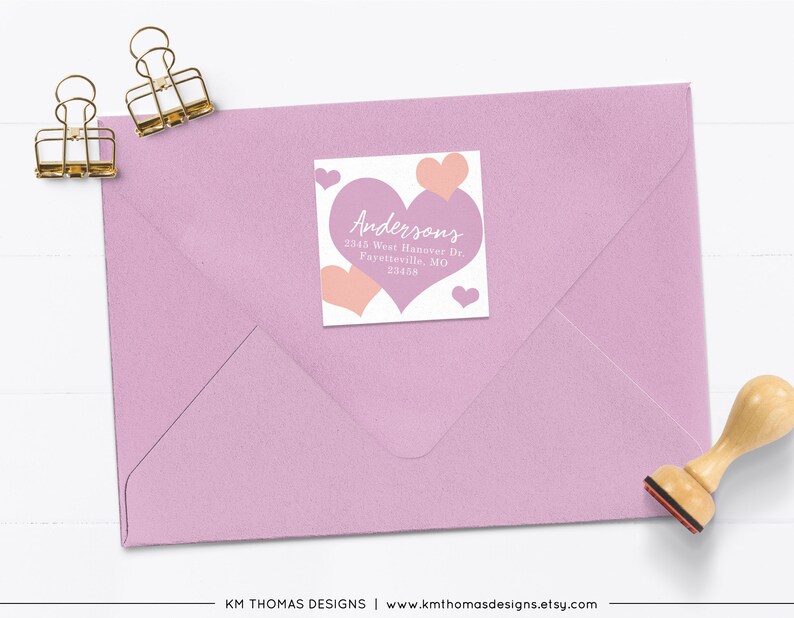 Printable Return Address Label with Blue Hearts, Valentines Day Label, VA104 image 7