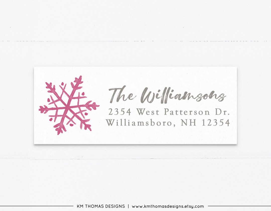 Holiday Return Address Label Personalized With Snowflake, Printable
