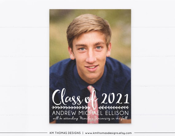 Graduation Commencement Invitation Printable, High School Graduation Announcement Navy, GR101 Il_570xn