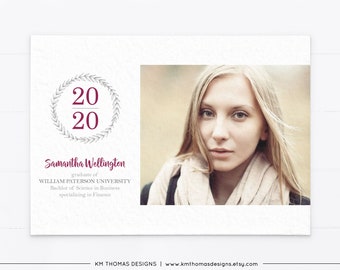 Modern High School Graduation Announcement with Photo, College Graduation 2024 Red, GR120