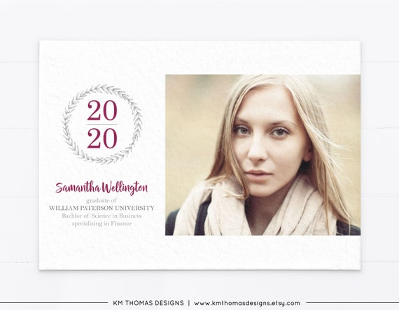 Modern High School Graduation Announcement with Photo, College Graduation 2020 Red, GR120 Il_570xn