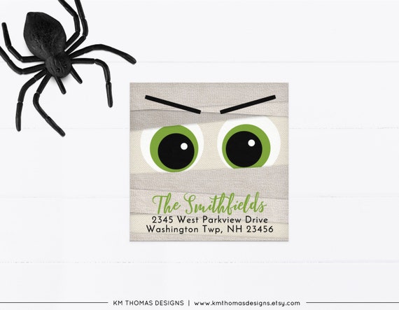 Halloween Return Address Label Printable, Mummy Address Label Sticker, Return Mailing Label, FA104 Il_570xn