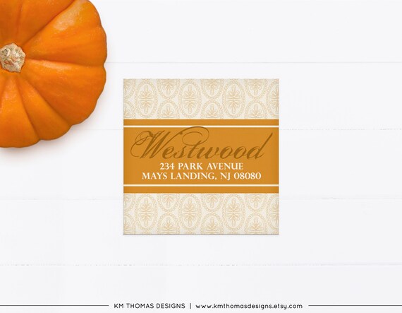 Printable Thanksgiving Return Address Label. Orange Fall Mailing Label, FA107 Il_570xn