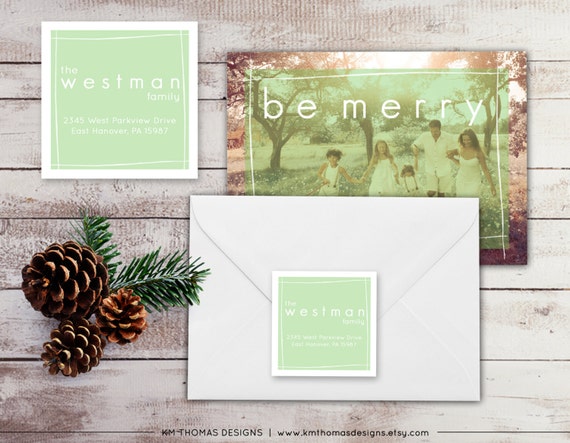 Holiday Return Address Label: Square Label - Modern Return Address Label - Christmas Label - Return Address Sticker - WH209 Il_570xn