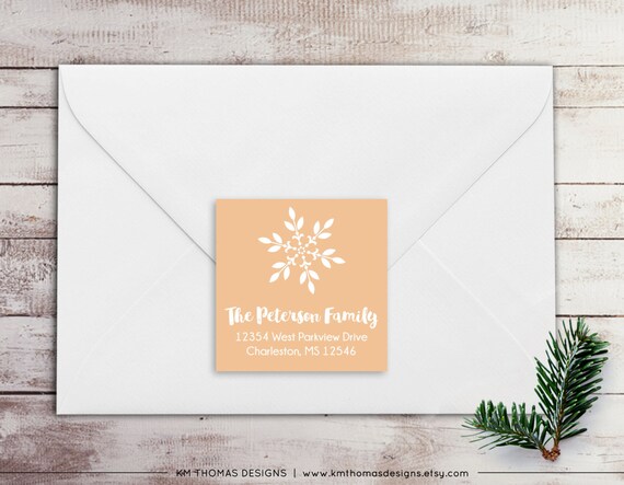 Snowflake Return Address Label - Square Label - Printable Return Address Label - Holiday Label - Address Label - Tan Label - WH155 Il_570xn