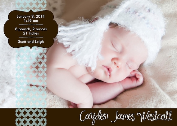 Photo Birth Announcement for Boy, Boy Baby Announcement, Printable Birth Announcement, Personalized Announcement, Modern Announcement BA111 Il_570xn