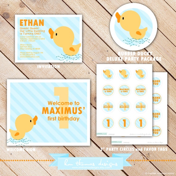 DELUXE Rubber Ducky Party Package...Personalized Invitation and Party Printables...by KM Thomas Designs Il_570xn