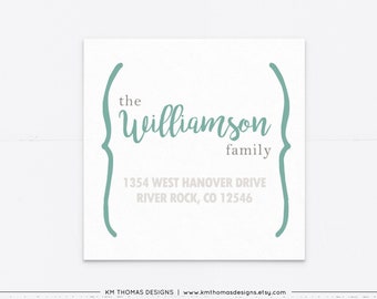 Square Printable Return Address Label, Holiday Address Sticker Personalized Green, WH135