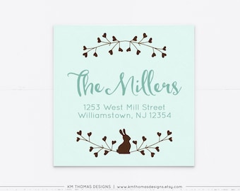 Return Address Sticker Printable, Easter Mail Return Label Green, EA101