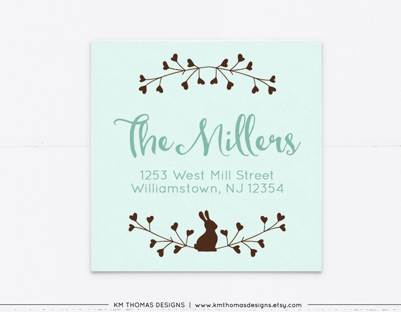 Return Address Sticker Printable, Easter Mail Return Label Green, EA101 Mint