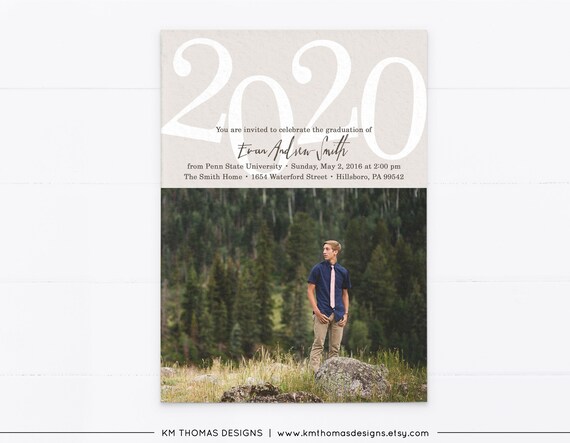 High School Commencement Ceremony Invitation, College Graduation Announcement Tan, GR106 Il_570xn