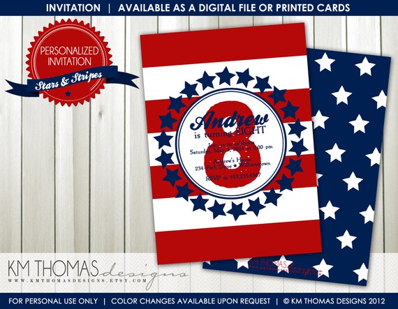 STARS & STRIPES...Custom Printable Photo Birthday Invitation...by KM Thomas Designs Item 179 Il_570xn