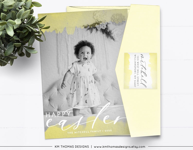 Watercolor Return Address Label, Return Mail Sticker for Easter Card, EA107 Pale Yellow