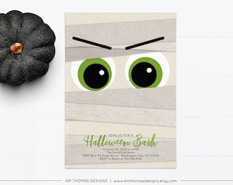 Halloween Invitation Printable, Mummy Birthday Party Invitation Digital, FA104