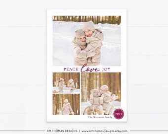 2019 Christmas Card with Photos, Printable Holiday Photo Card, Photo New Years Card with Multiple Photos, WH126