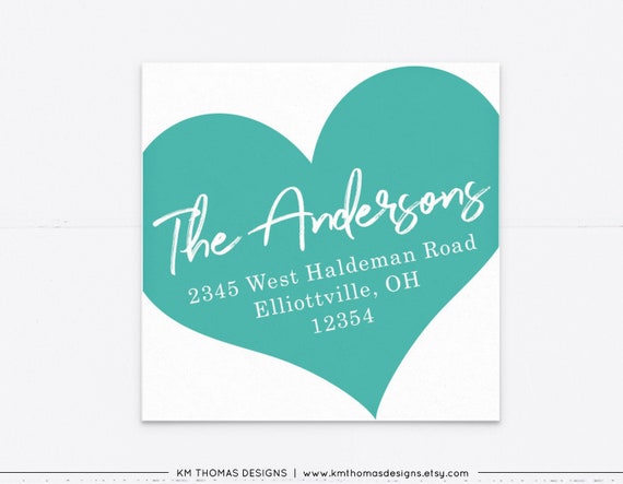 Heart Address Return Label, Printable Valentine Sticker Label, VA107 Il_570xn