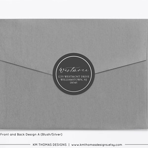 Printable Address Labels Round, Christmas Return Address Label Gray, Modern Holiday Mailing Label, WH126 image 2