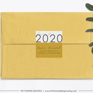 Class of 2024 Return Address Label Gray, Printable Mail Address Label Sticker, GR109 Golden/Charcoal