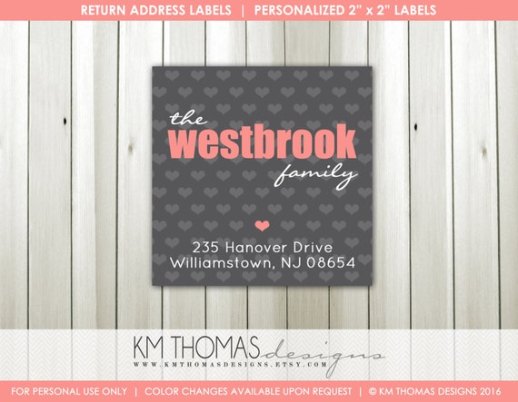 Single Heart Printable Return Address Labels : Valentine's Day Return Address Labels - Pink Heart - Square Return Address Label - VA102 Il_570xn