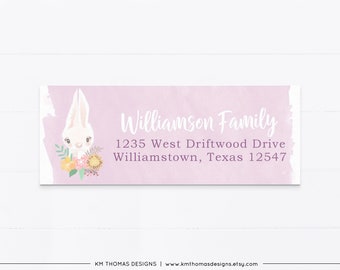 Return Address Sticker for Easter Cards, Mailing Label with Bunny, EA106