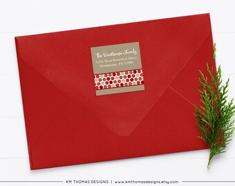 Christmas Address Labels, Square Mailing Address Labels, Holiday Return Address Label, Red Printable Address Sticker, Holiday Tags WH130