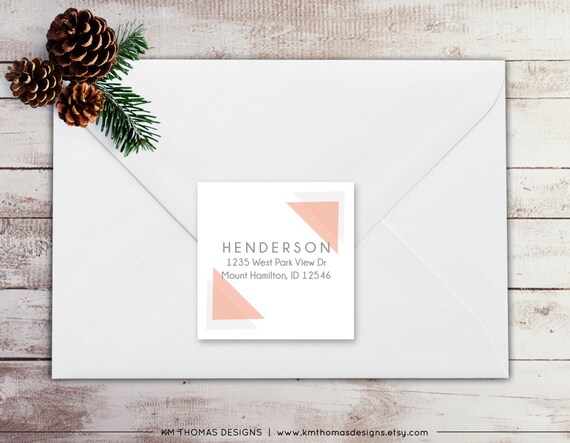 Holiday Return Address Label - Square Label - Printable Return Address Label - Holiday Label - Address Label - Red Triangles - WH220 Il_570xn