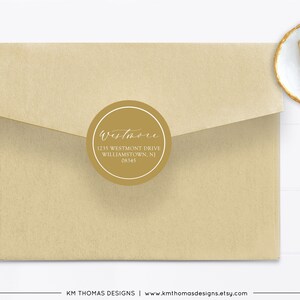 Printable Address Labels Round, Christmas Return Address Label Gray, Modern Holiday Mailing Label, WH126 Gold