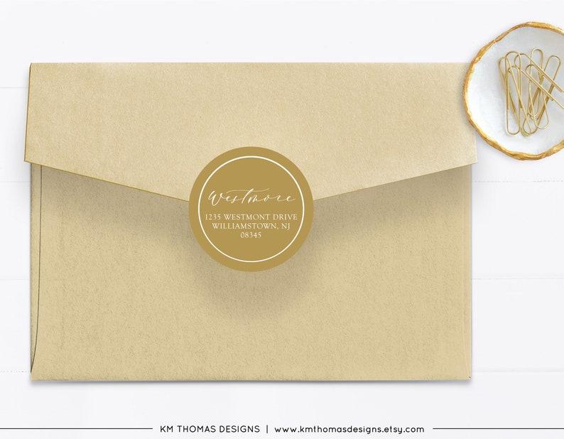 Printable Address Labels Round, Christmas Return Address Label Gray, Modern Holiday Mailing Label, WH126 Gold
