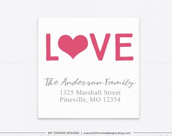 Pink Love Return Address Label, Printable Valentines Mailing Label, VA108