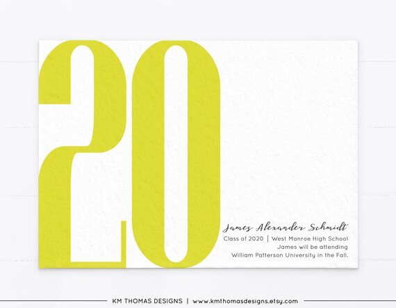 Class of 2020 High School Graduation Announcement, College Commencement Invitation Printable, GR115 Il_570xn