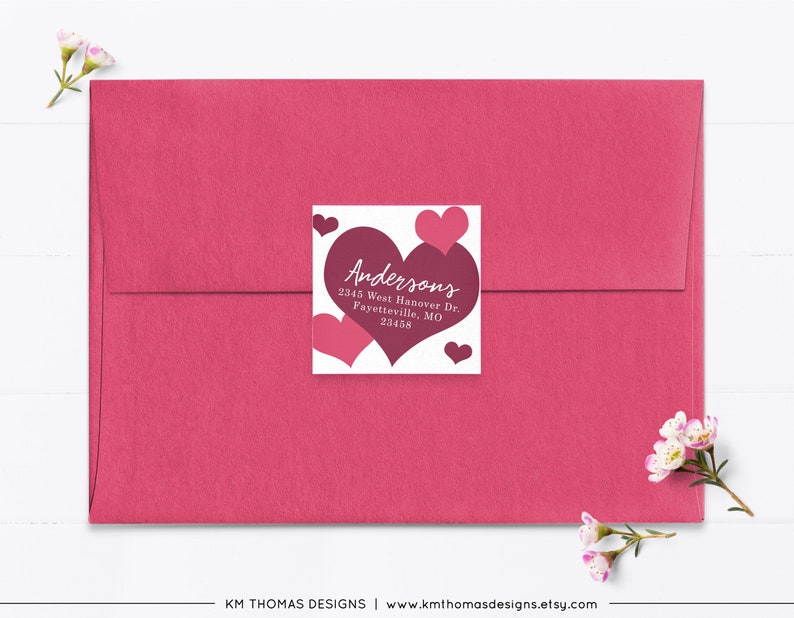 Printable Return Address Label with Blue Hearts, Valentines Day Label, VA104 image 6