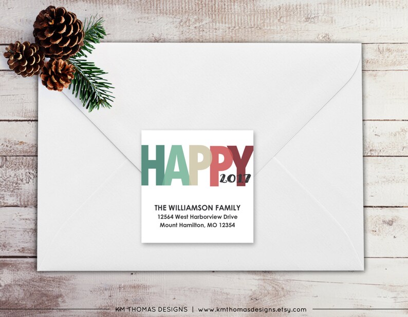 Happy new year return address labels