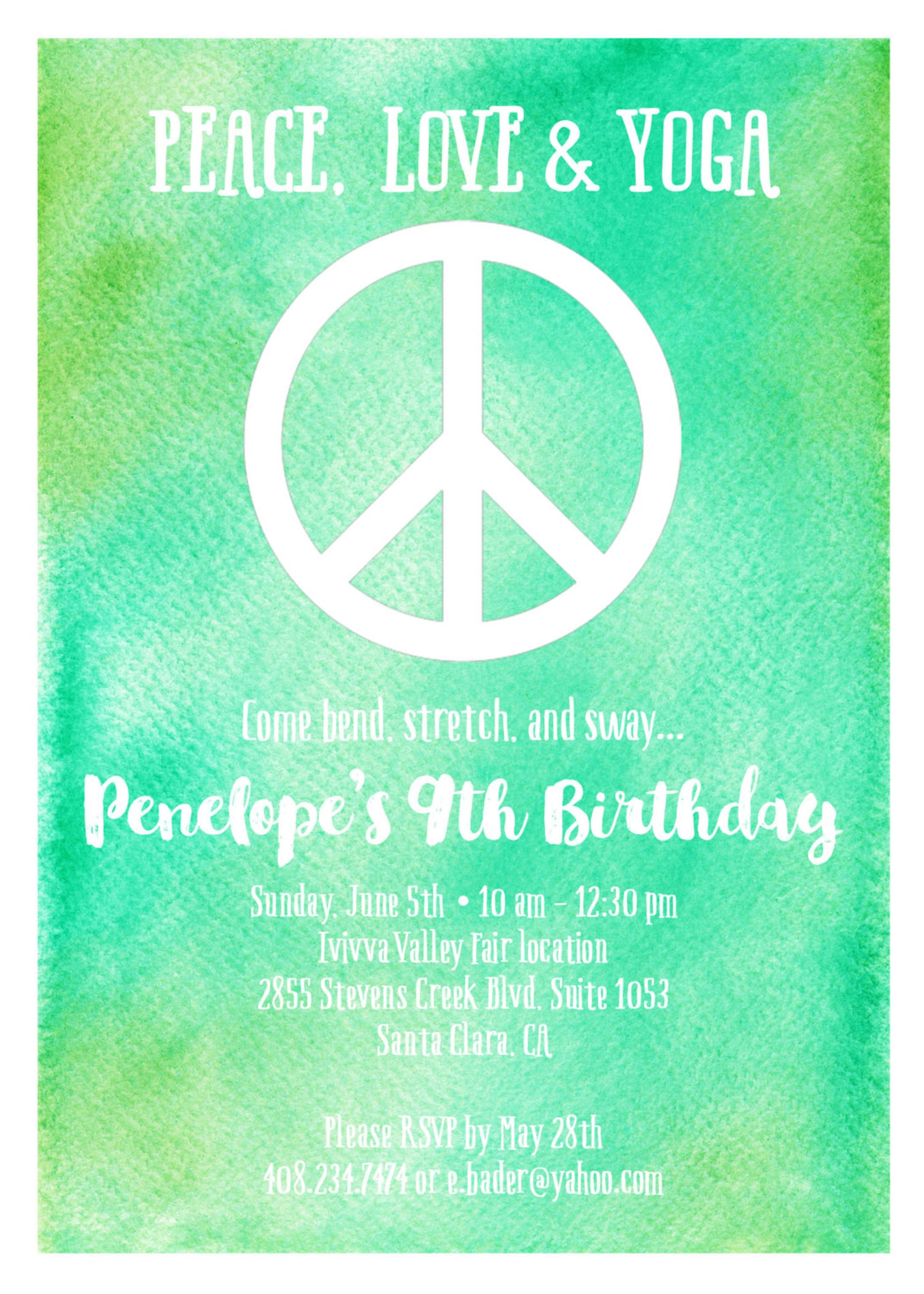 Peace Sign Birthday Invitation Printable Girl Birthday - Etsy