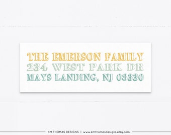 Printable Christmas Address Label, Personalized Return Address Label Sticker Yellow, WH115