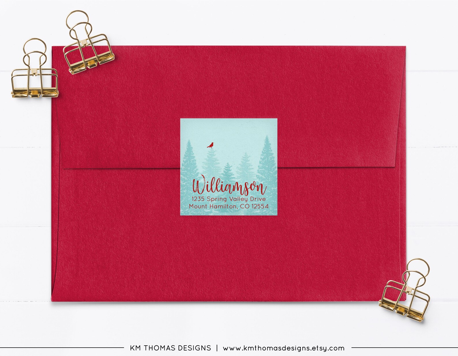 Christmas Tree Return Address Label Printable Holiday Address Etsy