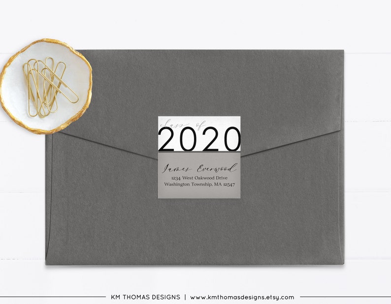 Class of 2024 Return Address Label Gray, Printable Mail Address Label Sticker, GR109 image 5