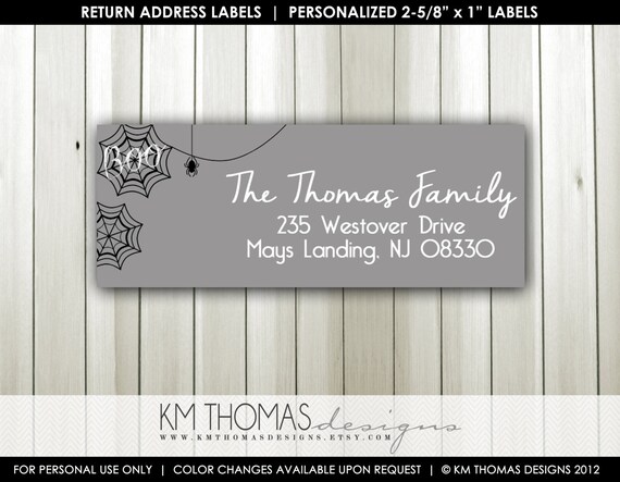Halloween Return Address Label - Spider Web Return Address Label - Gray Spider Web Label - Printable Halloween Label - Black Spider - F103 Il_570xn