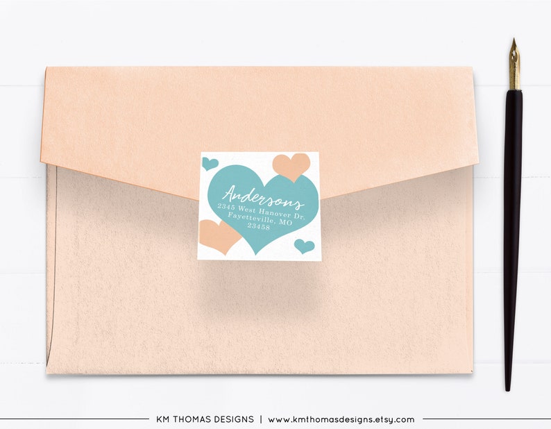 Printable Return Address Label with Blue Hearts, Valentines Day Label, VA104 image 10