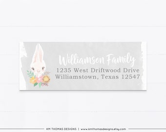 Easter Bunny Return Address Label Gray, Printable Return Mail Sticker, EA106