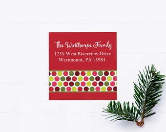 Christmas Address Labels, Square Mailing Address Labels, Holiday Return Address Label, Red Printable Address Sticker, Holiday Tags WH130