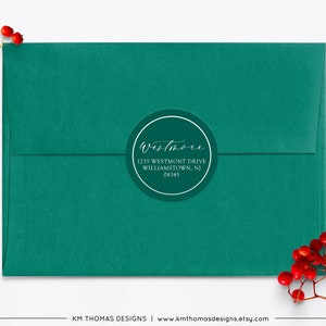Printable Address Labels Round, Christmas Return Address Label Gray, Modern Holiday Mailing Label, WH126 Pine