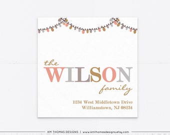 Printable Return Address Label Christmas, Personalized Holiday Mailing Label, WH101